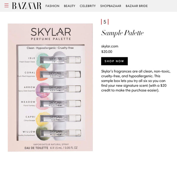 Harper's Bazaar Names Skylar as One of the Best Natural and Organic Perfumes