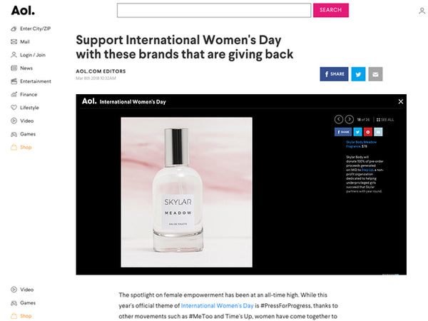AOL: Skylar Gives Back & Supports International Women's Day